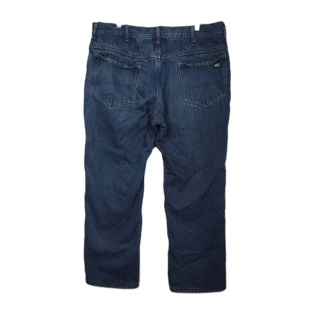 Key‎ Straight Leg Flannel Lined Men's Jeans, 38 x 30, Medium Wash Blue
